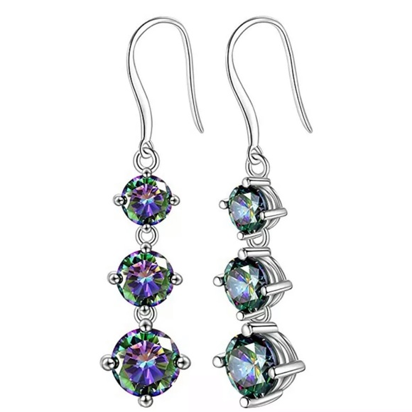 Jewelry - Gorgeous 925 Silver Drop Earrings Mystic Topaz